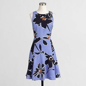 J. Crew Blue Floral Flared Dress Size 2